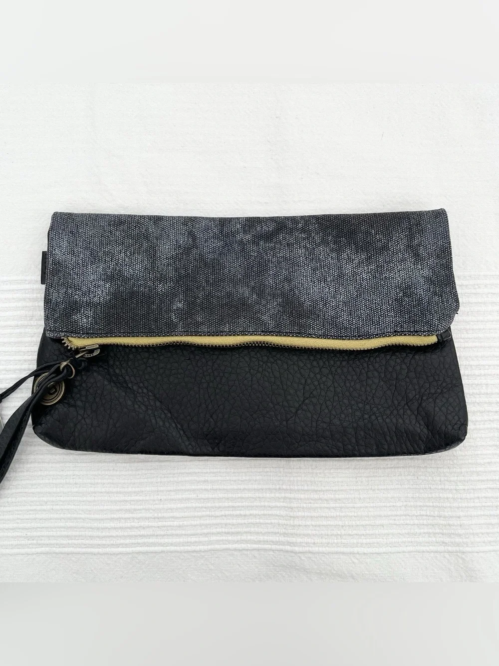 NWT Pistil Oregon Foldover Clutch Purse Black Leather Sustainable Minimalist